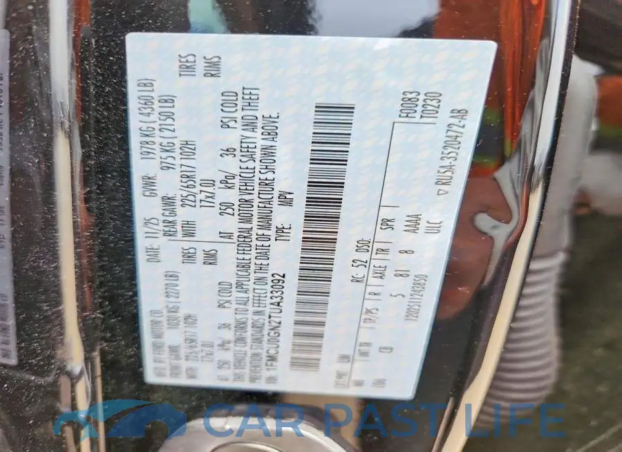 1FMCU0GN2TUA33092# 14