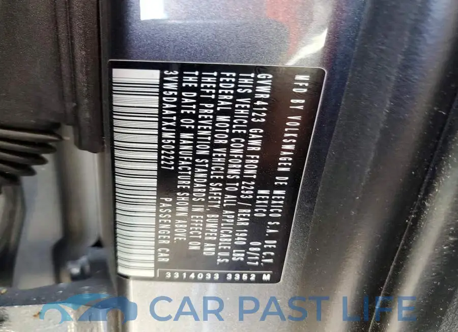 3VW5DAATXJM502227# 12
