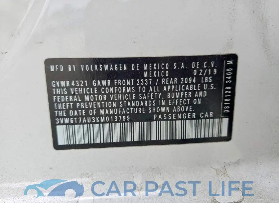 3VW6T7AU3KM013799# 12