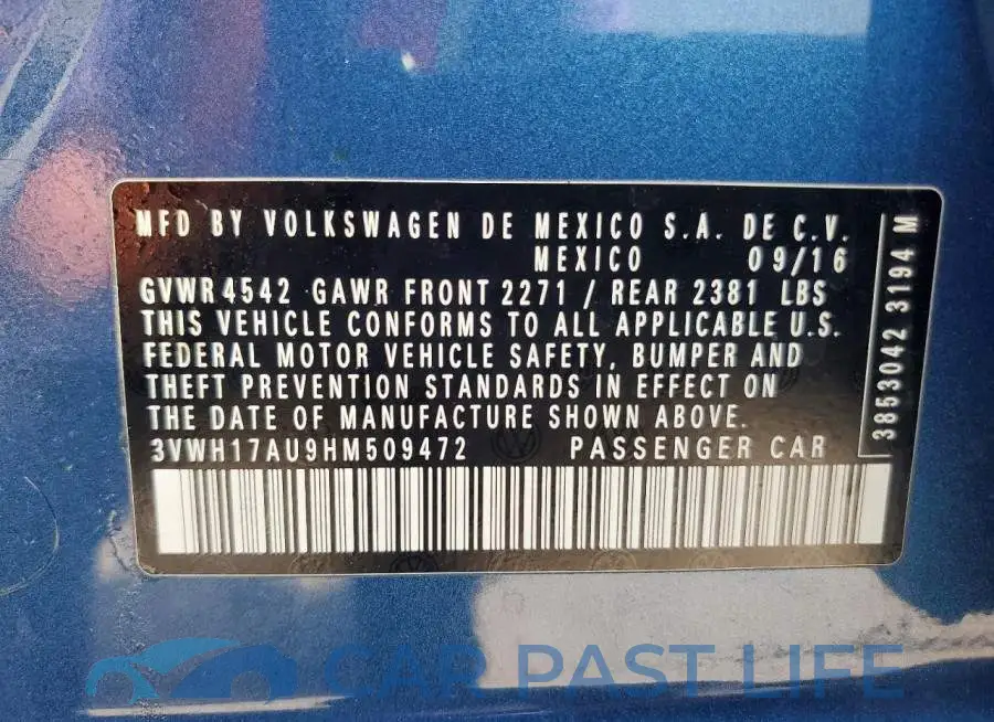 3VWH17AU9HM509472# 14