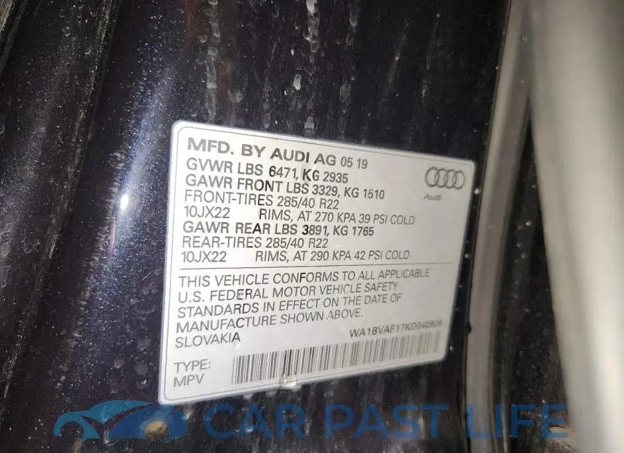 WA1BVAF17KD040906# 13
