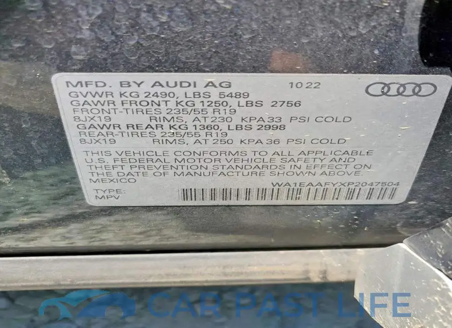 WA1EAAFYXP2047504# 13