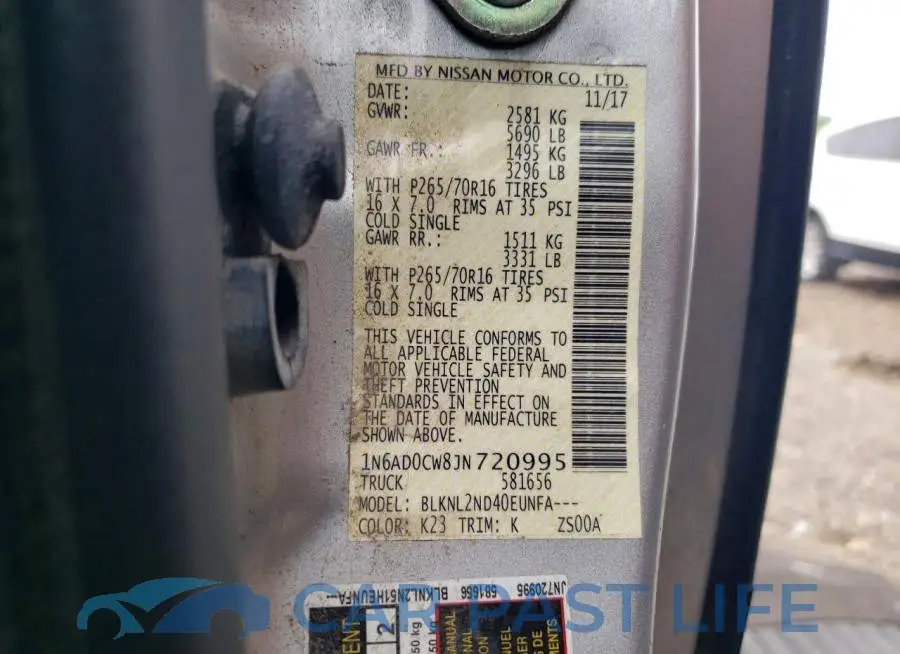 1N6AD0CW8JN720995# 12