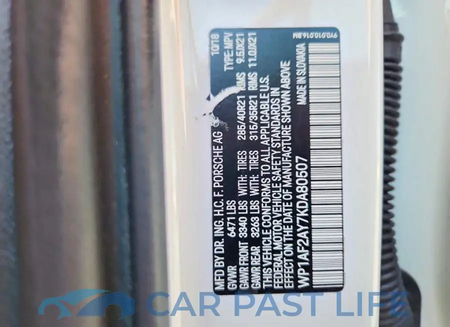 WP1AF2AY7KDA80507# 13