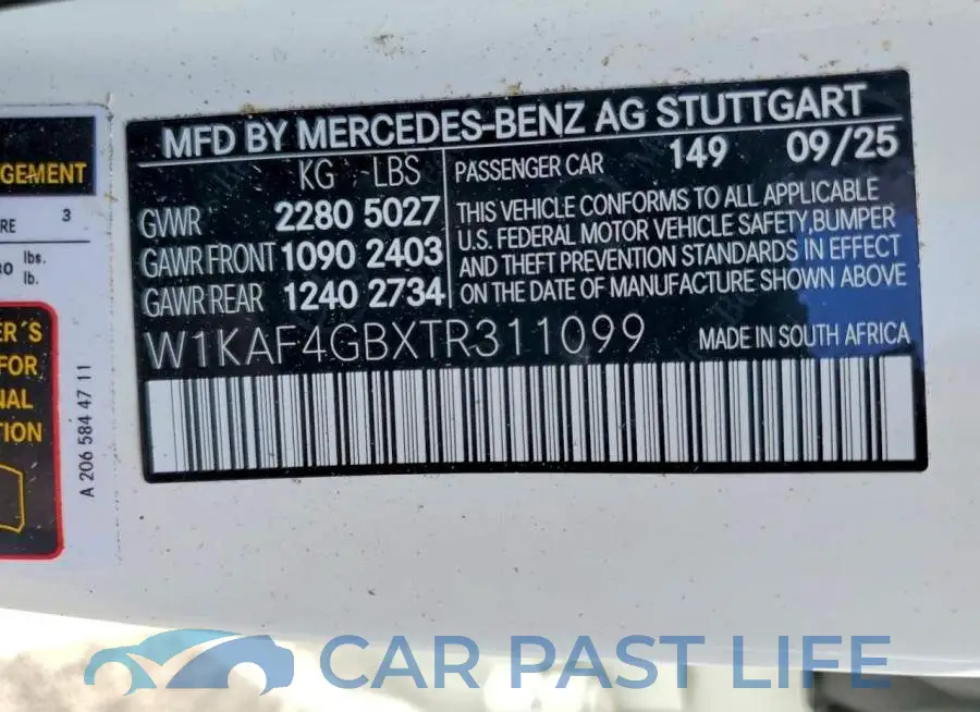 W1KAF4GBXTR311099# 12