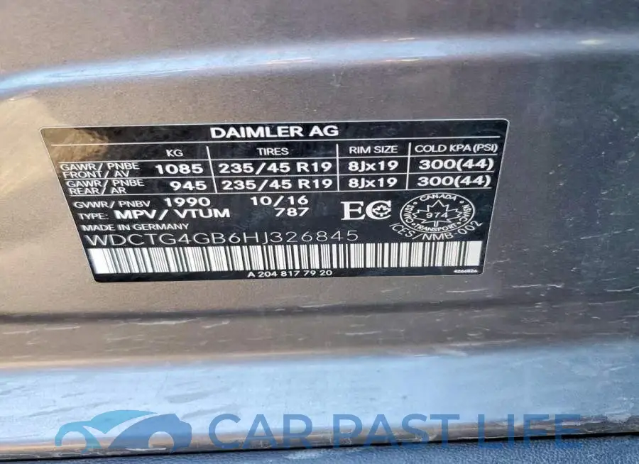 WDCTG4GB6HJ326845# 13