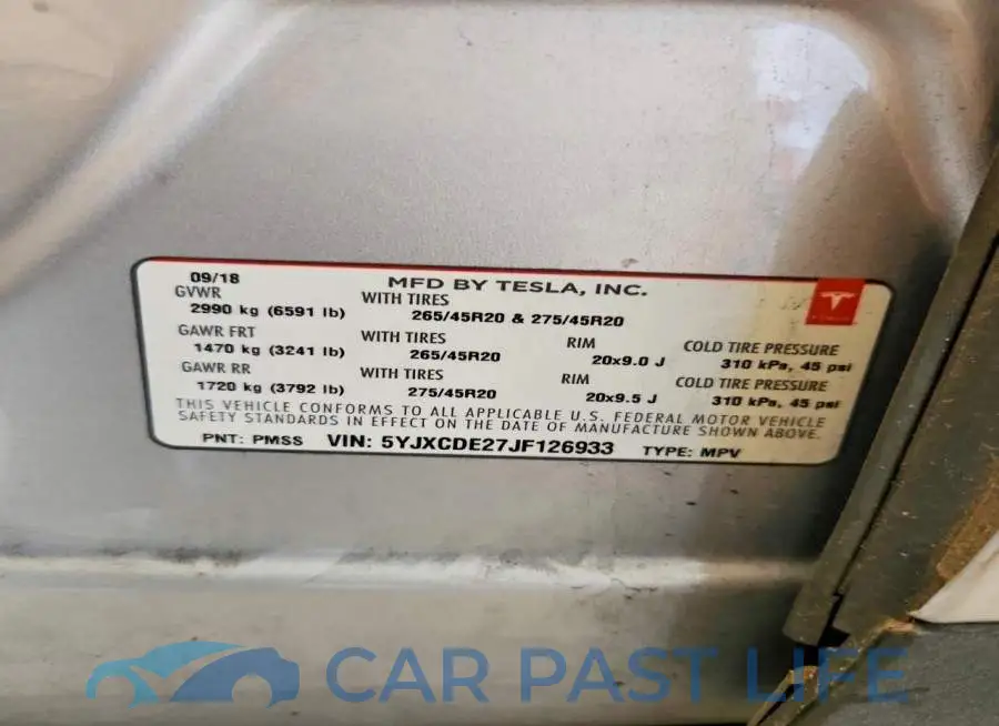 5YJXCDE27JF126933# 12