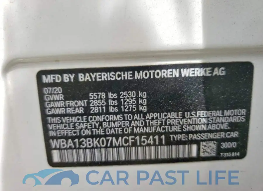 WBA13BK07MCF15411# 12