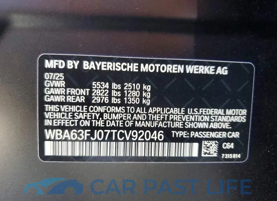 WBA63FJ07TCV92046# 13