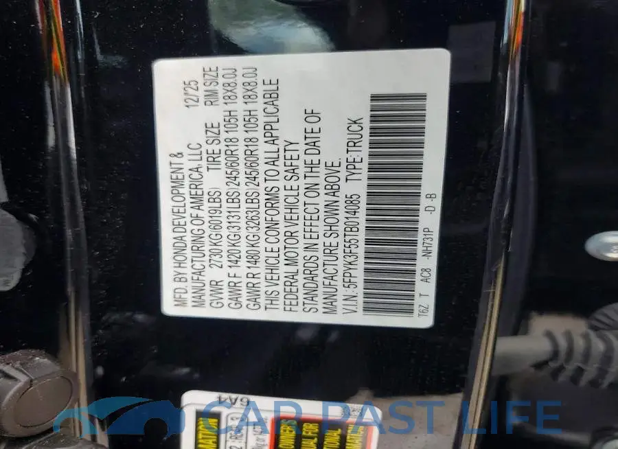 5FPYK3F55TB014085# 12