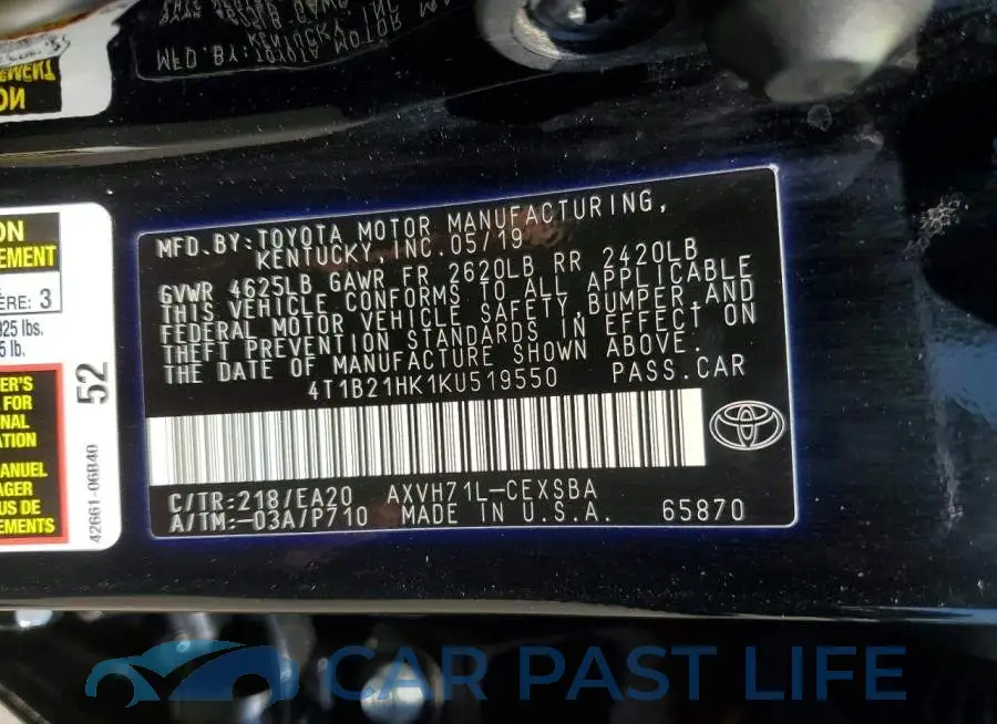 4T1B21HK1KU519550# 12