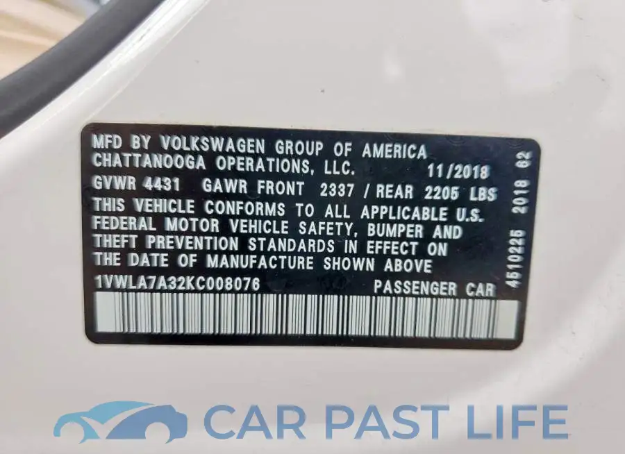 1VWLA7A32KC008076# 13