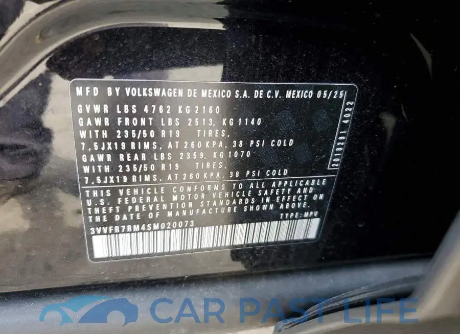 3VVFR7RM4SM020073# 12