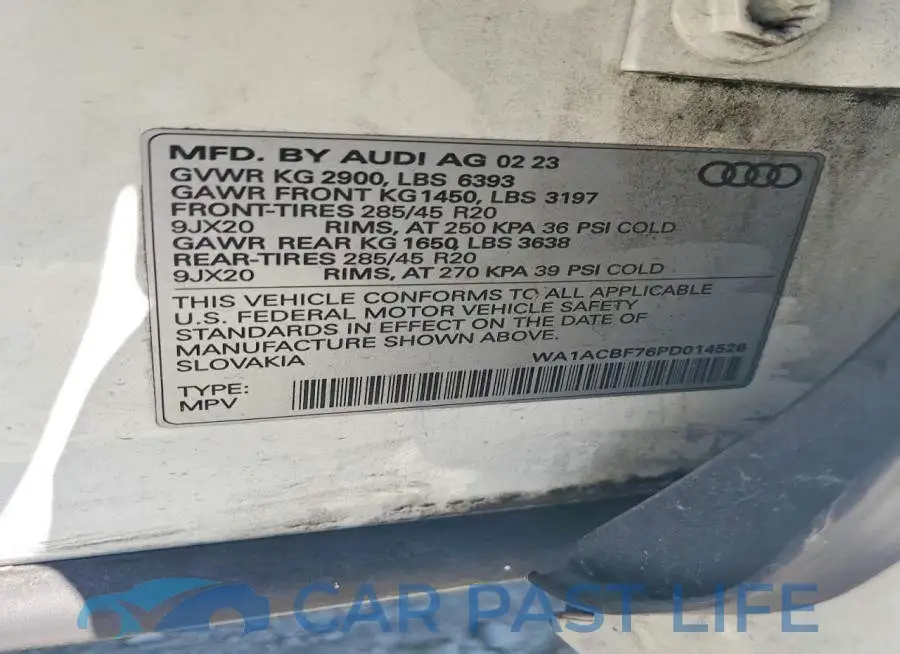 WA1ACBF76PD014526# 12