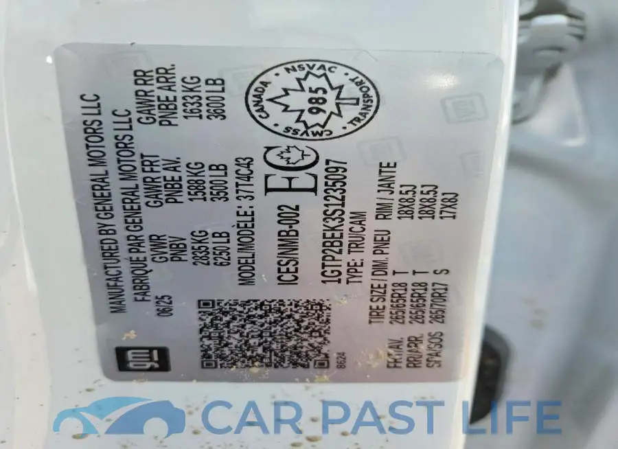 1GTP2BEK3S1235097# 12