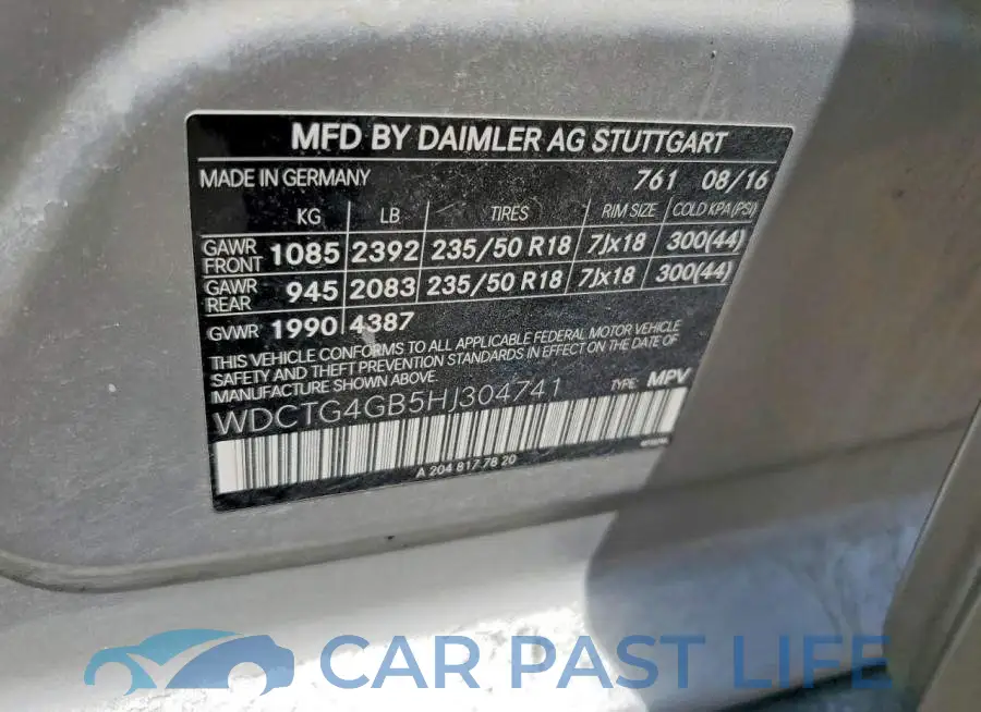 WDCTG4GB5HJ304741# 13