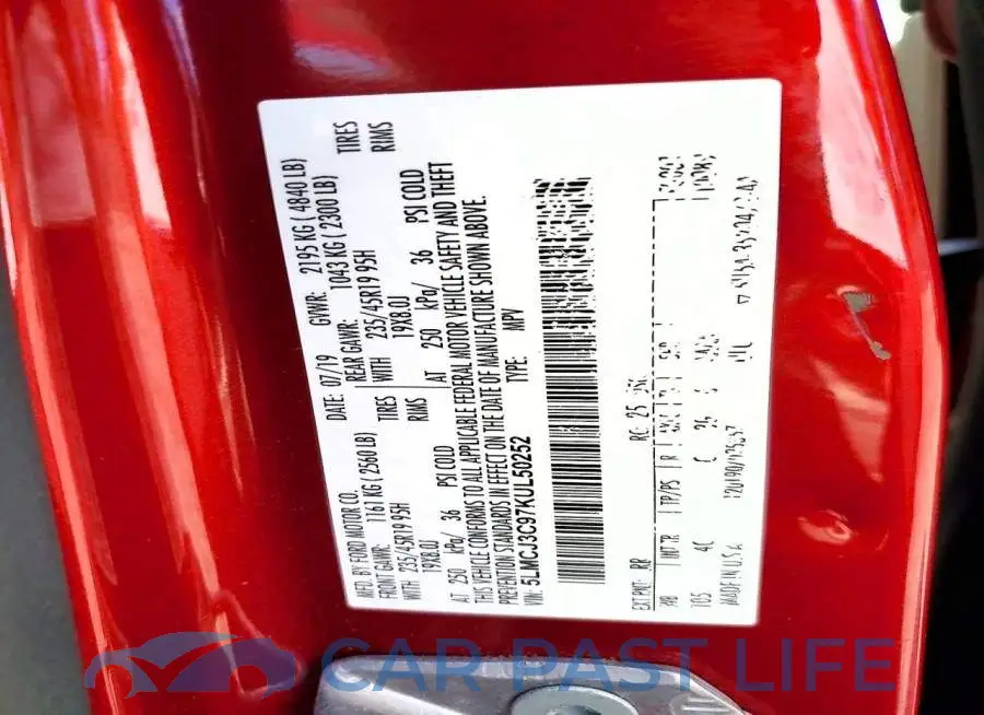5LMCJ3C97KUL50252# 12