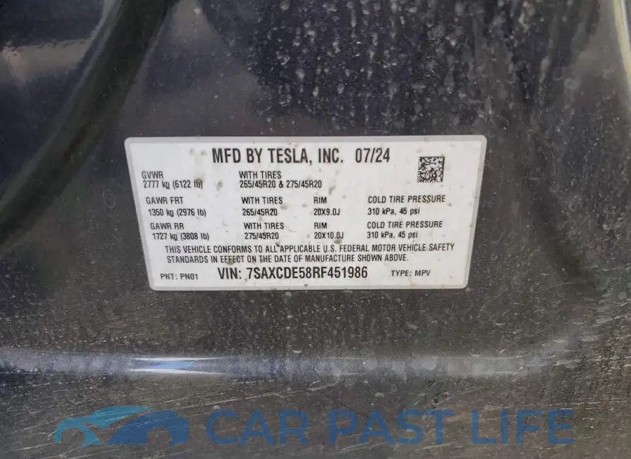 7SAXCDE58RF451986# 12