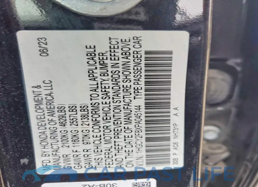 1HGCY2F8XPA045144# 12