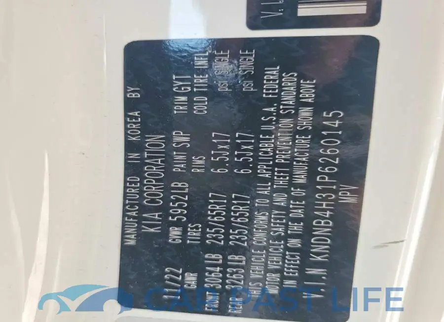 KNDNB4H31P6260145# 14