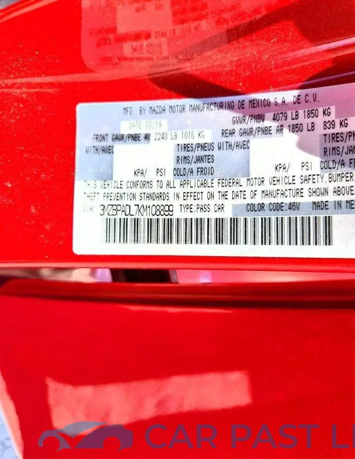 3MZBPADL7KM108899# 12