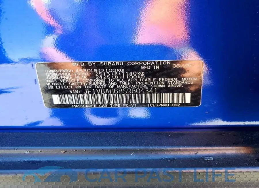 JF1VBAH68S9804341# 12