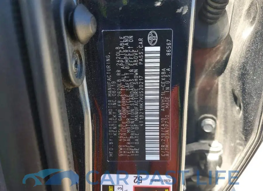 4T1B21HK7KU520217# 13