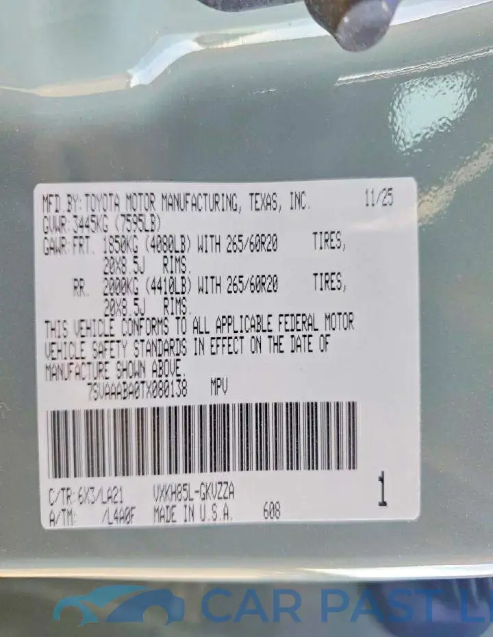 7SVAAABA0TX080138# 13