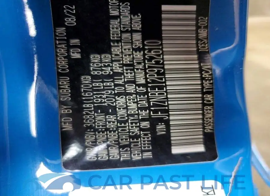 JF1ZNBE12P9752610# 13