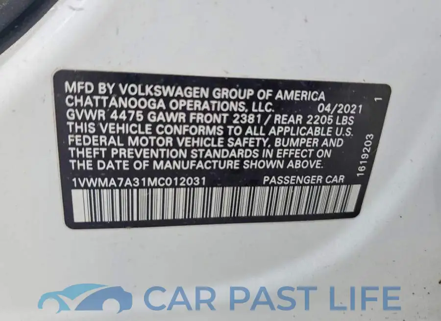 1VWMA7A31MC012031# 13