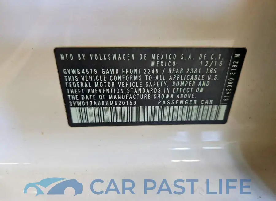 3VW017AU9HM520159# 13