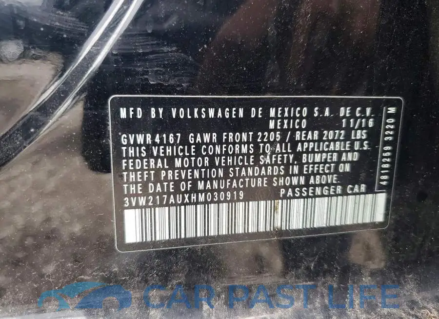 3VW217AUXHM030919# 12