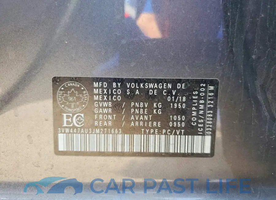 3VW447AU3JM271663# 13