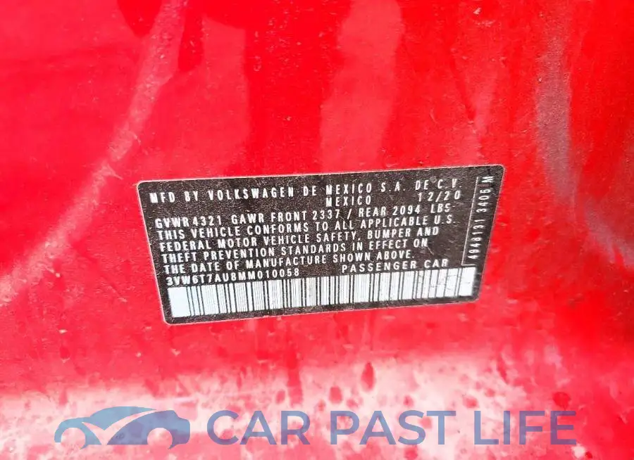 3VW6T7AU8MM010058# 12