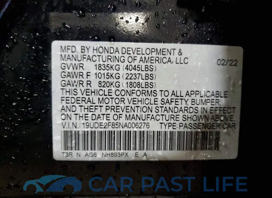 19UDE2F85NA006276# 12