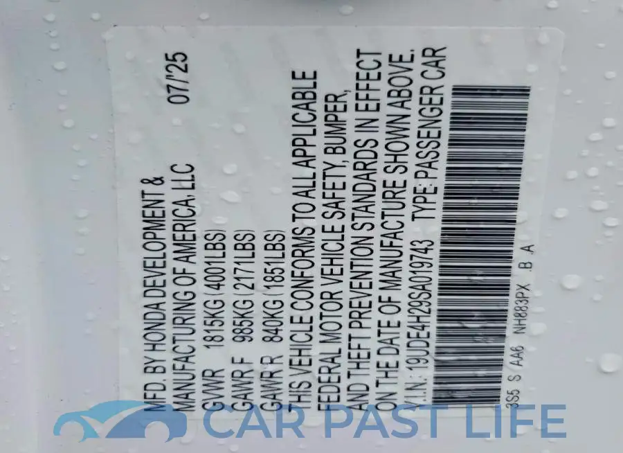 19UDE4H29SA019743# 12