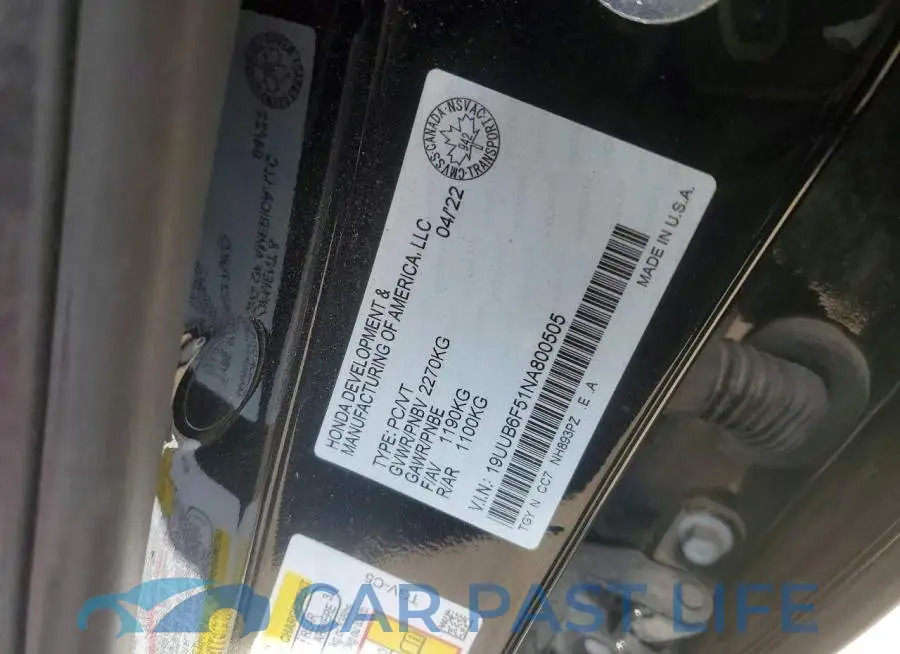 19UUB6F51NA800505# 12