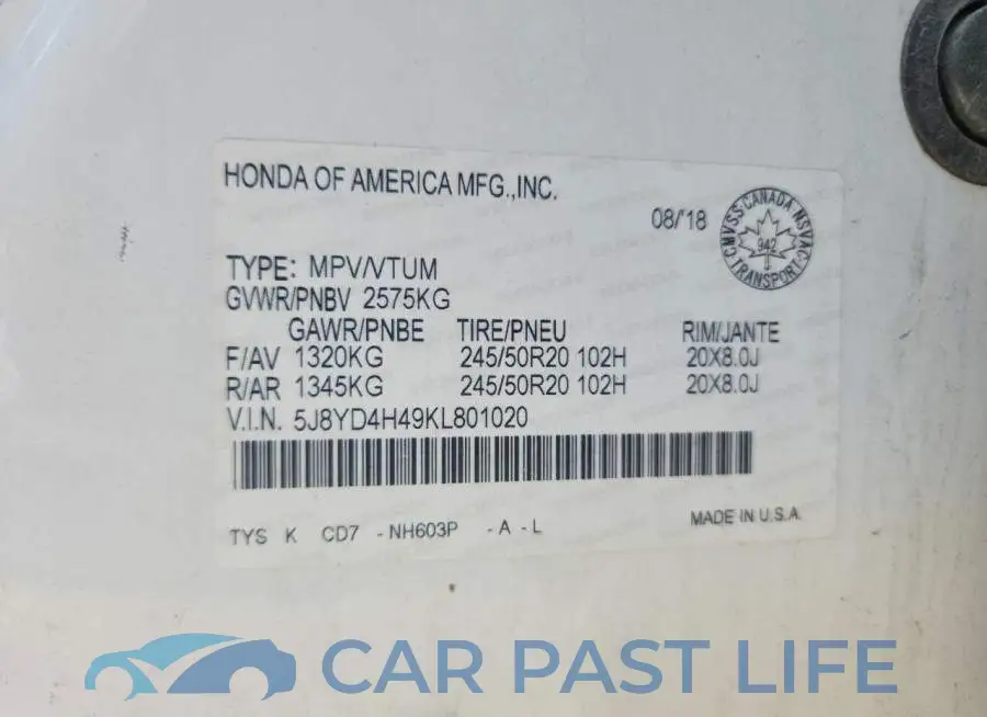 5J8YD4H49KL801020# 13