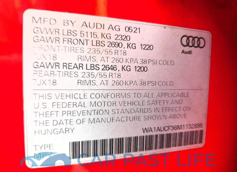 WA1AUCF36M1132895# 13