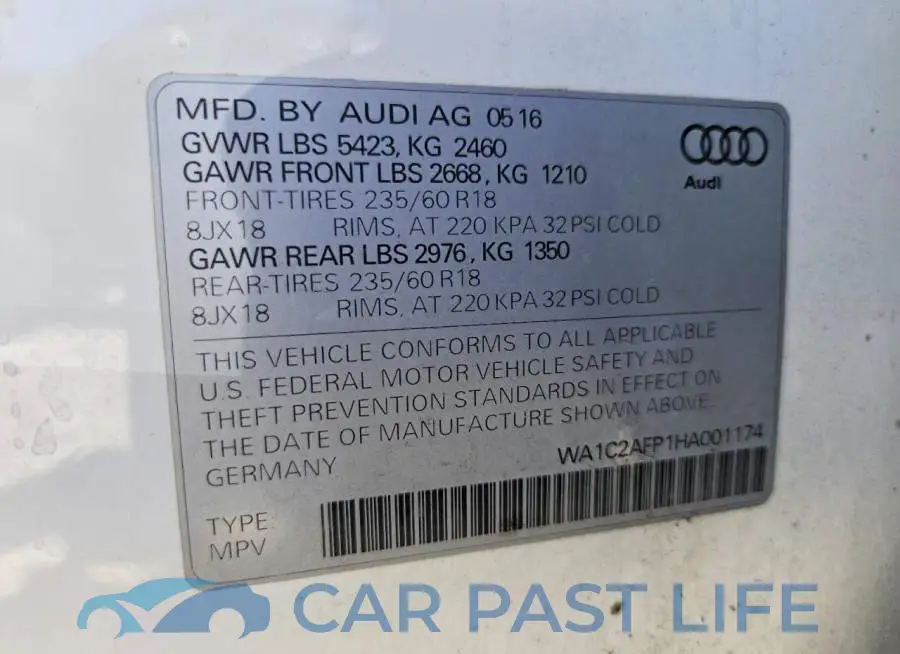 WA1C2AFP1HA001174# 12