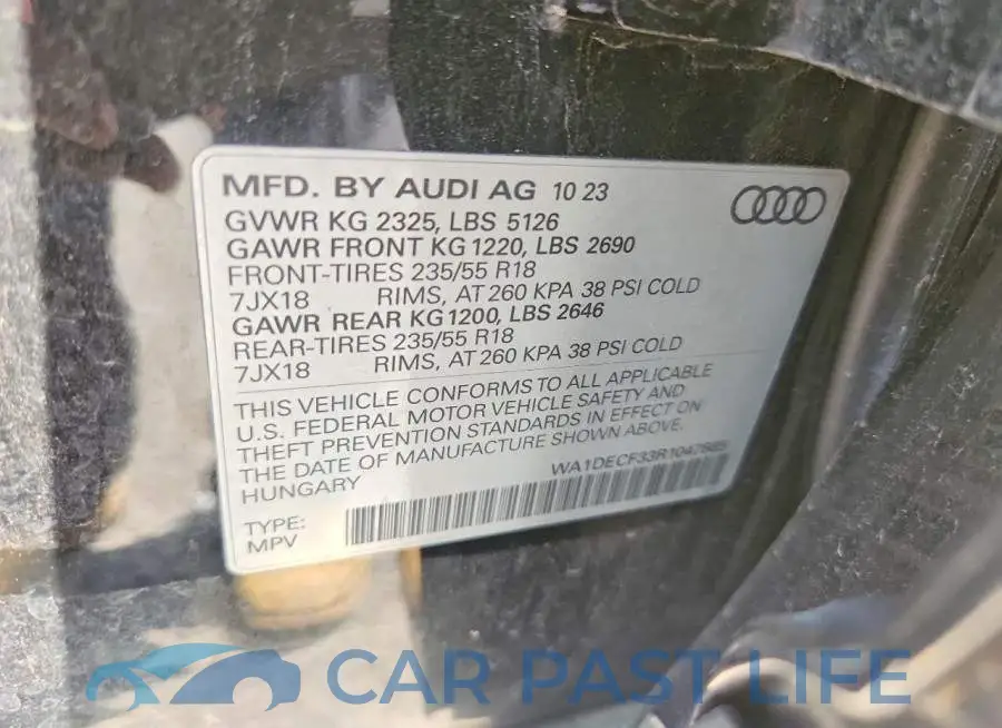 WA1DECF33R1047885# 13