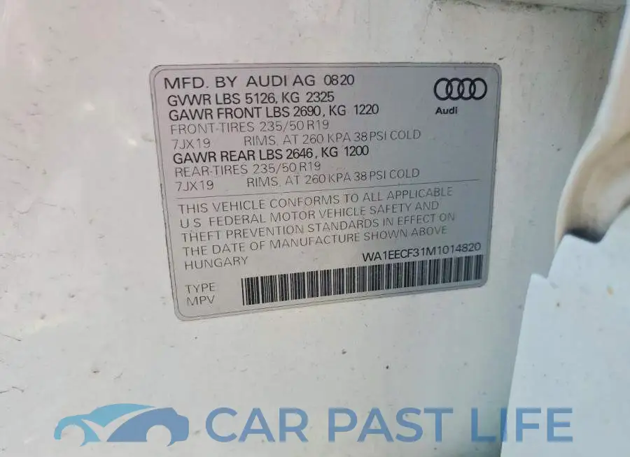 WA1EECF31M1014820# 14