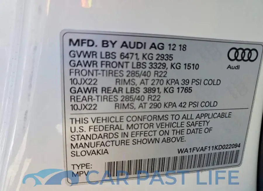 WA1FVAF11KD022094# 13