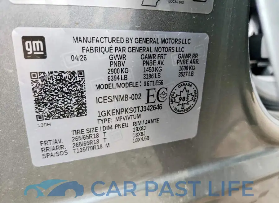 1GKENPKS0TJ342646# 14