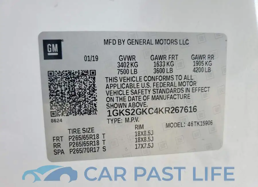 1GKS2GKC4KR267616# 13