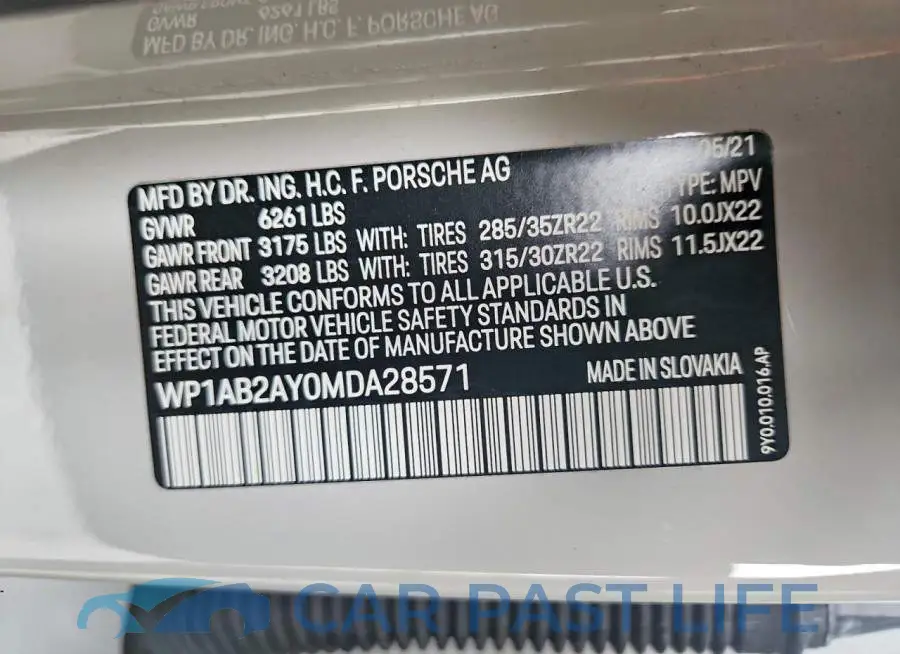 WP1AB2AY0MDA28571# 12