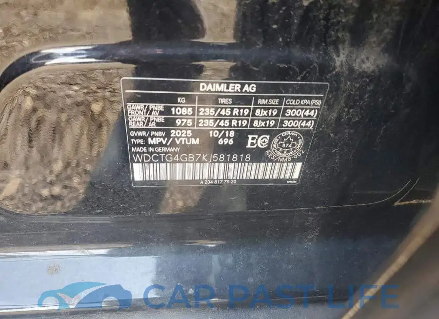 WDCTG4GB7KJ581818# 13