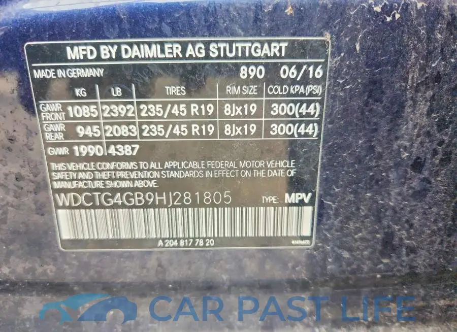 WDCTG4GB9HJ281805# 13