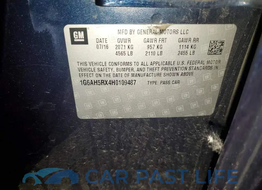 1G6AH5RX4H0109487# 12