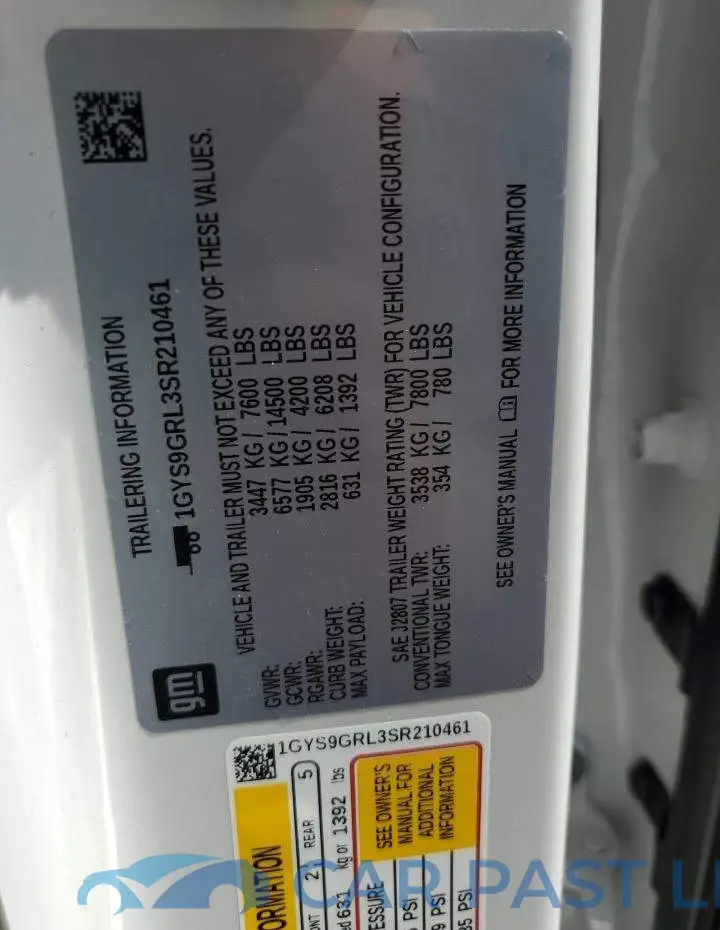 1GYS9GRL3SR210461# 14